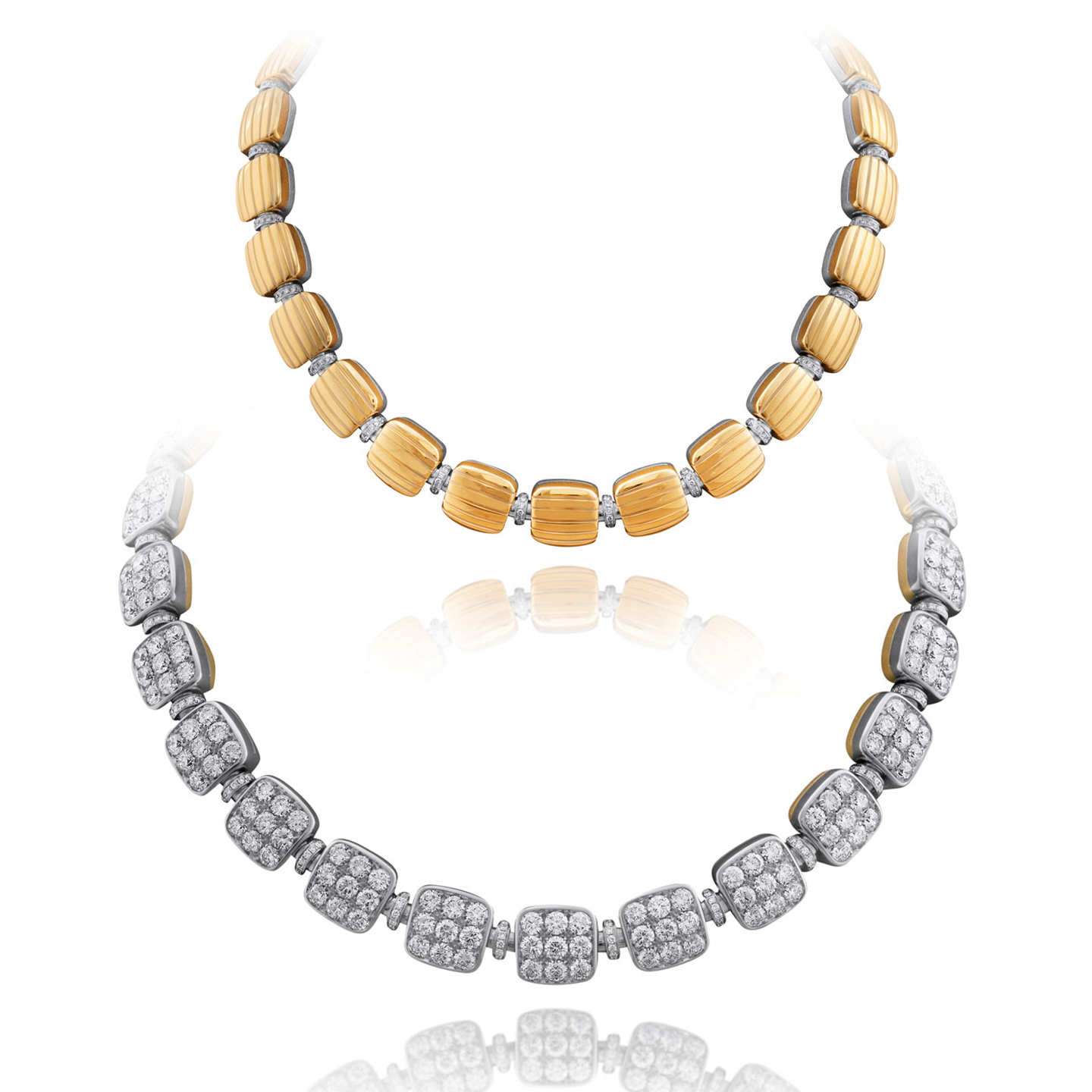 Reversible white and yellow on sale gold necklace