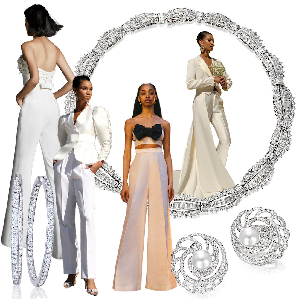 PICCHIOTTI Diamond necklace, Scorcesa (Spotlight Launchmetrics), PICCHIOTTI Swirl Diamond and Pearl earrings, Scorcesa (Spotlight Launchmetrics), Scorcesa (Spotlight Launchmetrics), PICCHIOTTI Diamond Hoops, Viktor & Rolf (Spotlight Launchmetrics)