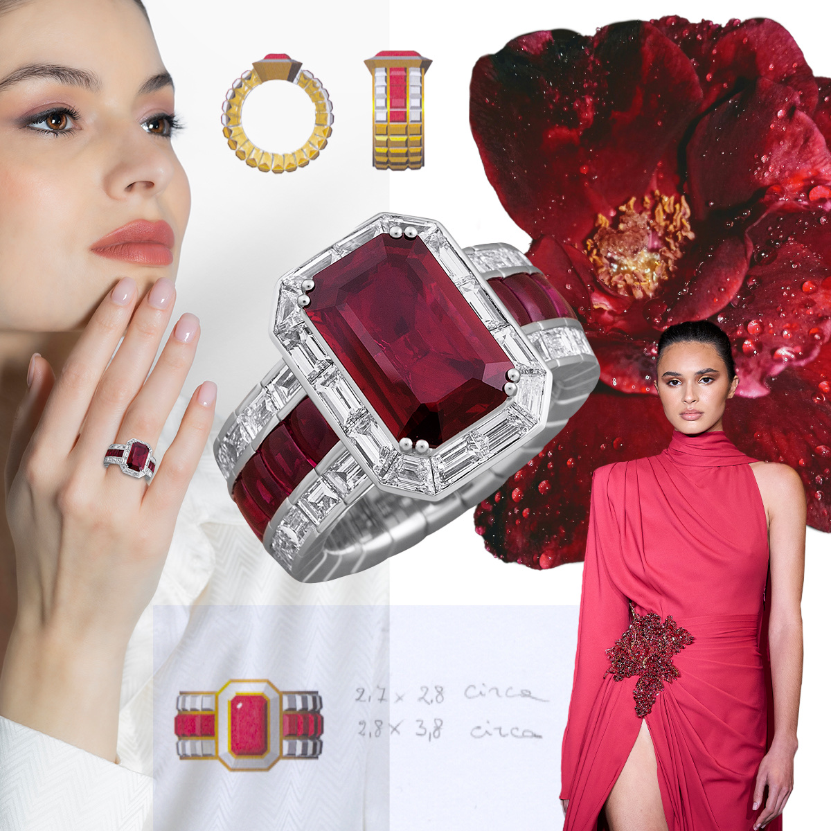 PICCHIOTTI Xpandable™️ Ruby cocktail ring, Zuhair Murad, Paris, Spring/Summer 2024 (Getty)