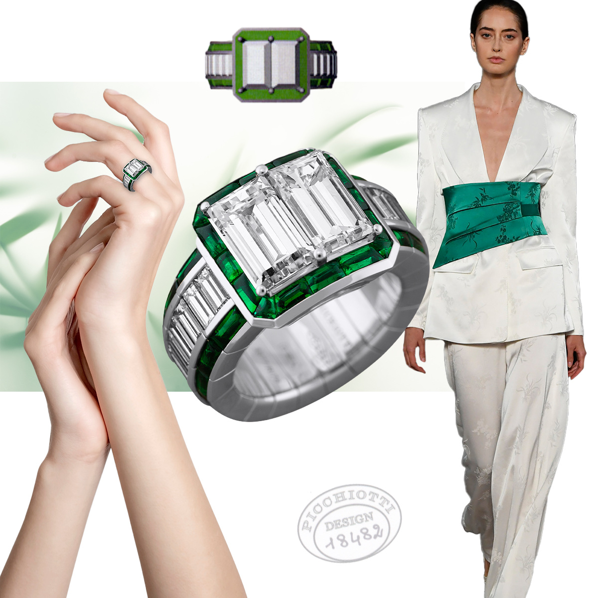 PICCHIOTTI Xpandable Diamond and Emerald Cocktail ring, Loora PWD Paris, Spring Summer 2024 (Spotlight Launchmetrics)